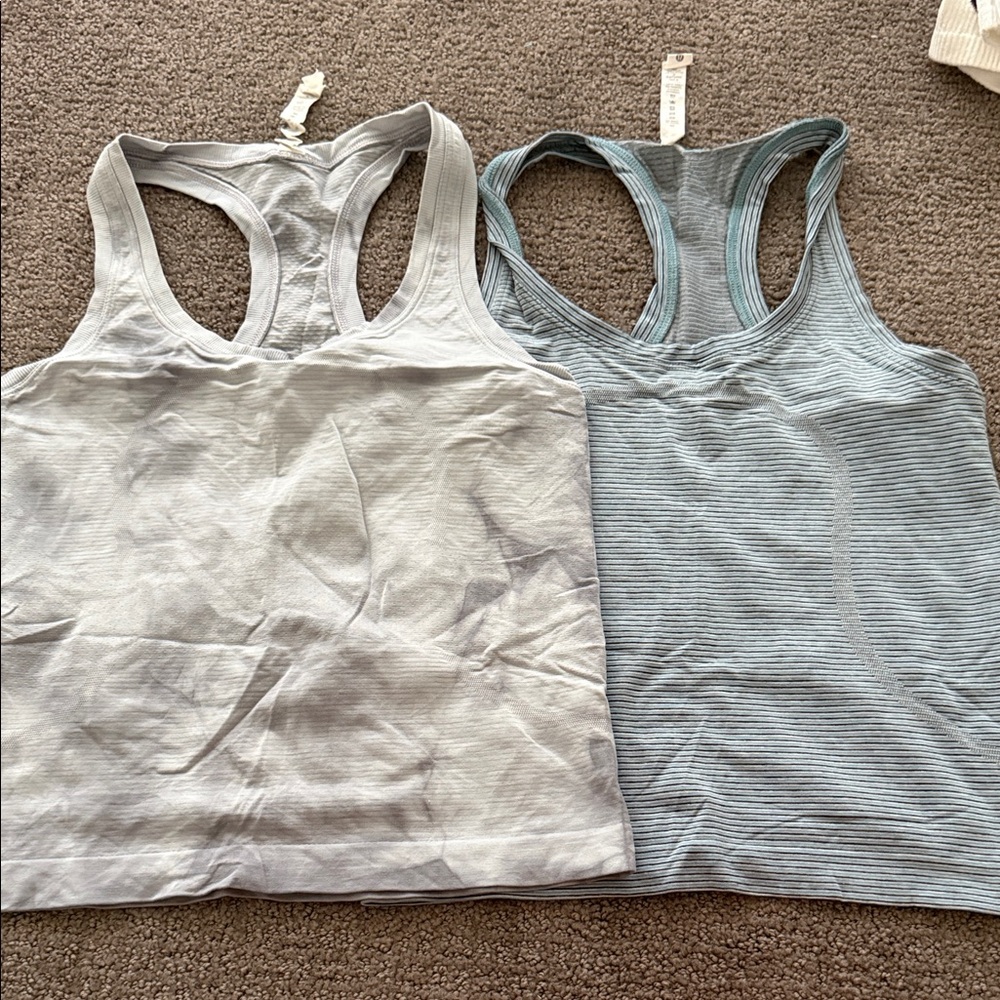 lululemon athletica Gray and Light Blue Racerback Tanks